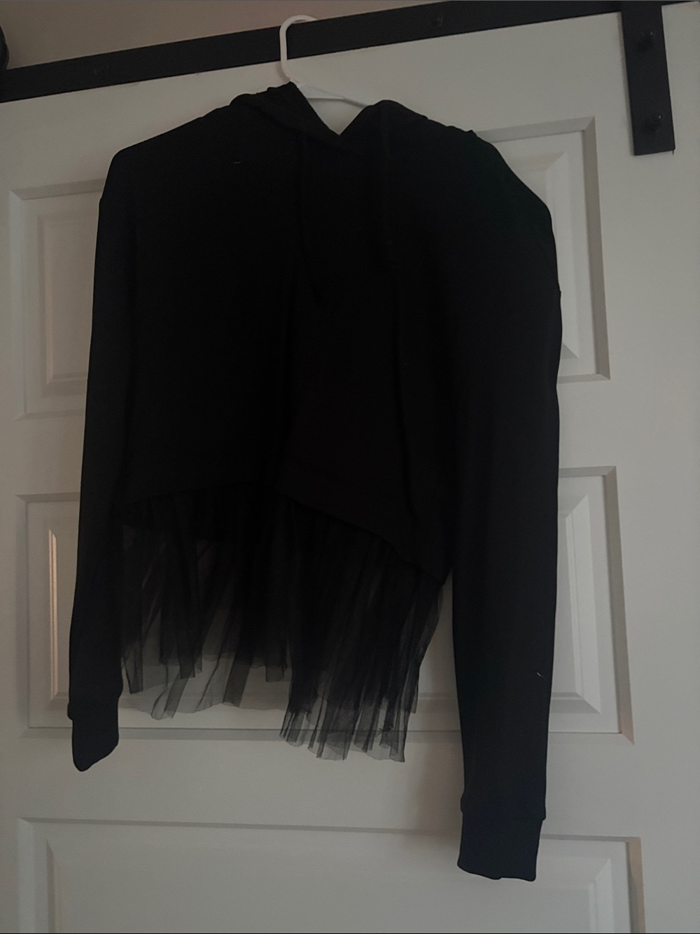 Anthropologie Black Hoodie with Tulle Hem